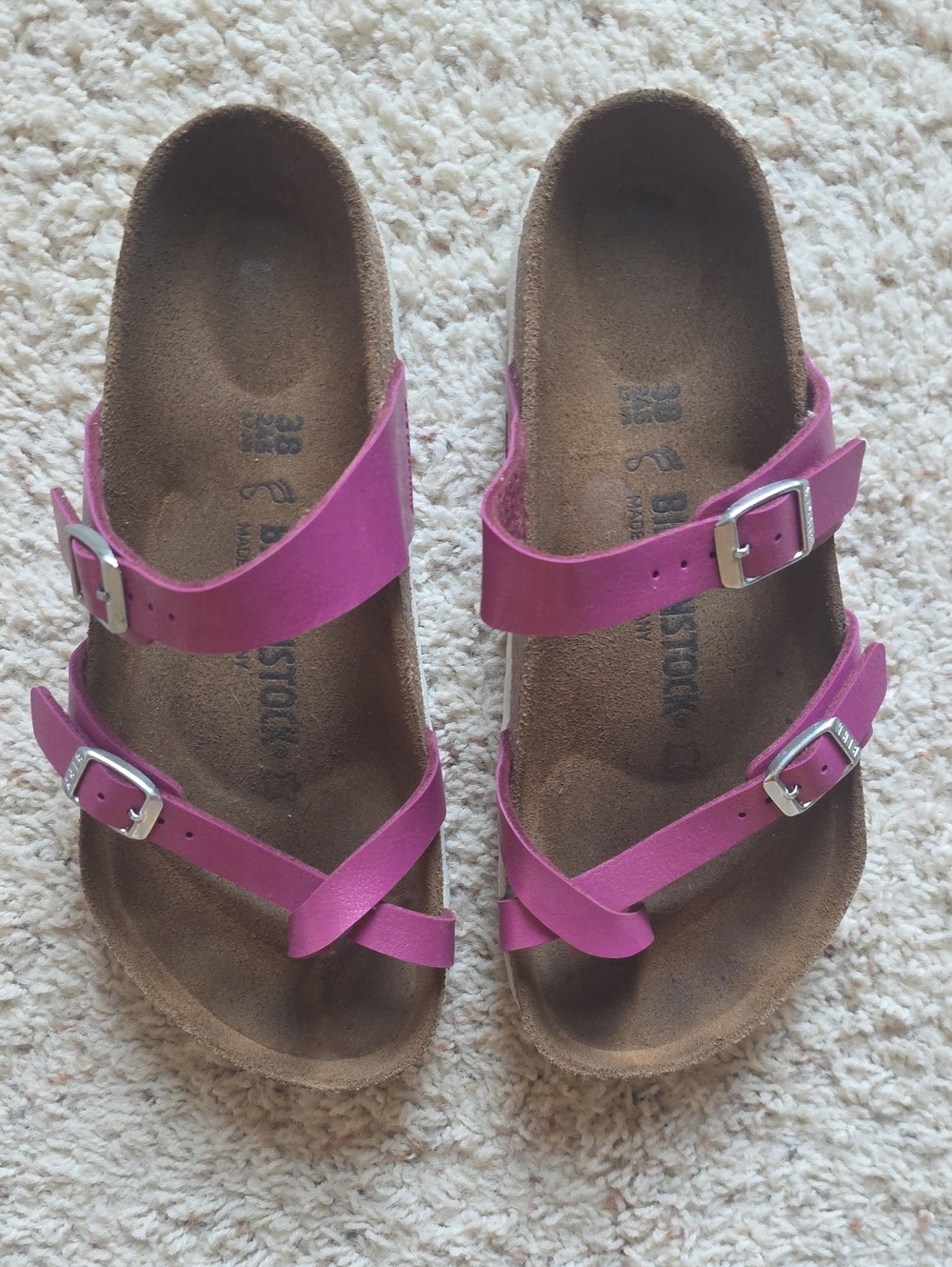Birkenstock Mayari Fuchsia Two-Strap Slide Sandals